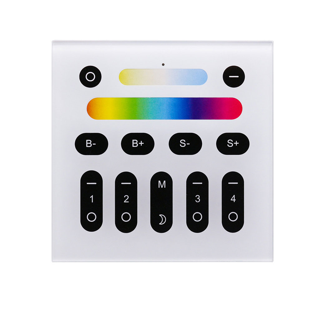 DC3V 4 Zones of RGB+CCT Touch Wall Panel RF Remote Control For RGBWW Zigbee LED Lights and Controller DC3V 4 Zones of RGB+CCT Touch Wall Panel RF Remote Control For RGBWW Zigbee LED Lights and Controller